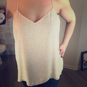 White and pink polka dot Tank